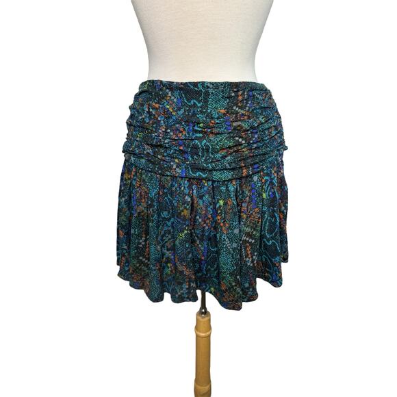 FREE PEOPLE Saturday Sun Mini Skirt in Who Is She Teal Print Size 6 #OB1227062 - Picture 3 of 9